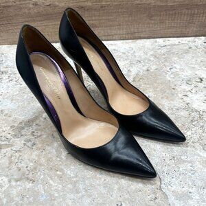 Gianvito Rossi Black Leather Pointed Toe Pumps Stiletto Heels 39.5 Made in Italy